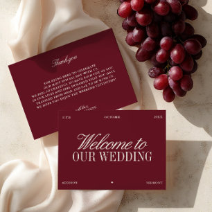 Elegant Burgundy & Ivory Wedding Welcome Card