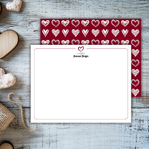 Elegant Burgundy Lace Hearts Stationery Card