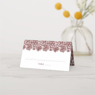 Elegant Burgundy Lace Wedding Place Card