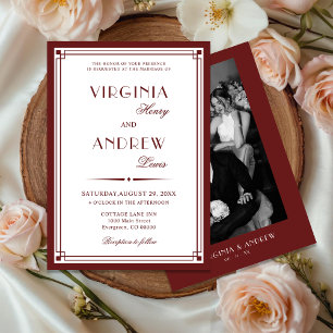 Elegant Burgundy Luxury Old Money Wedding Invitation
