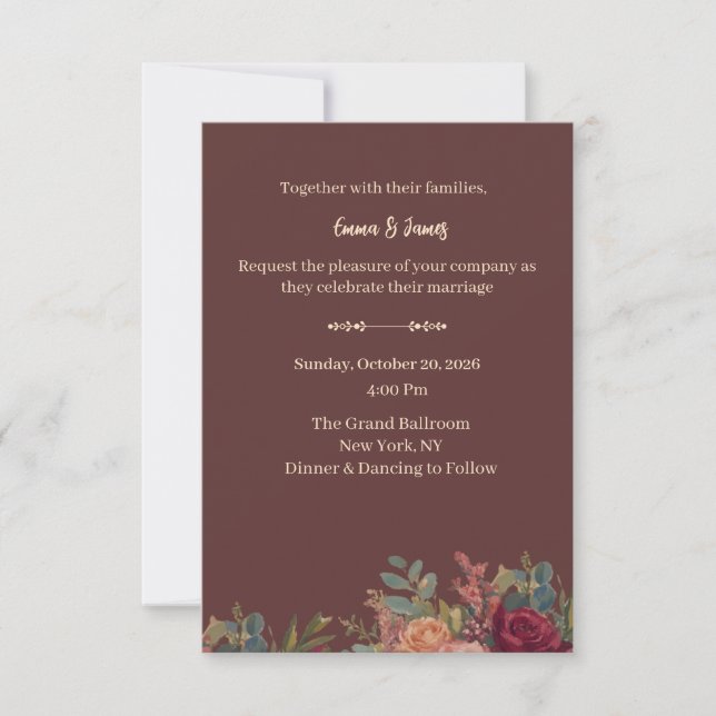 Elegant Burgundy Luxury Wedding Invitation  (Front)