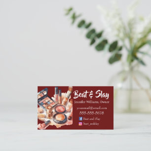 Elegant Burgundy Make-Up Artist Business Card