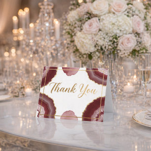 Elegant Burgundy Marble & Gold Agate Thank You Card