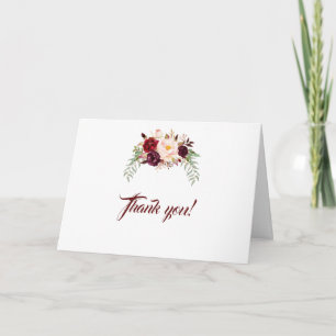 Elegant Burgundy Marsala Floral Wedding Thank you Card