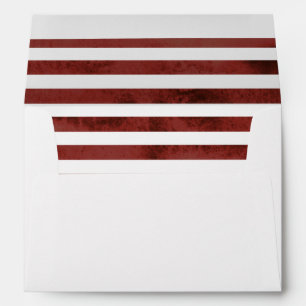 Elegant Burgundy Marsala Succulents Stripe Wedding Envelope