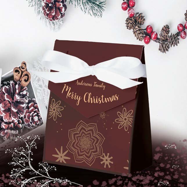 Elegant Burgundy Merry Christmas Favour Box (burgundy box)