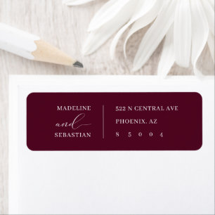 Elegant Burgundy Minimalist Script Simple Address