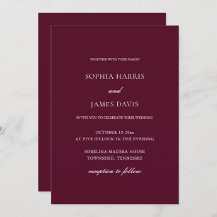 Elegant Burgundy Minimalist Wedding All in One Invitation