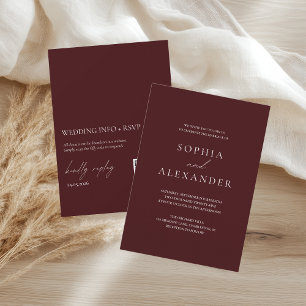 Elegant Burgundy Minimalist Wedding  Invitation