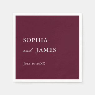 Elegant Burgundy Minimalist Wedding Napkin