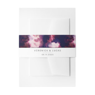 Elegant Burgundy Modern Brush Stroke Wedding Invitation Belly Band