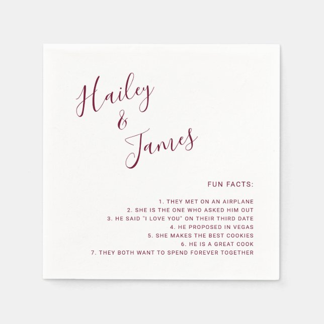 Elegant Burgundy Modern Wedding Napkin (Front)
