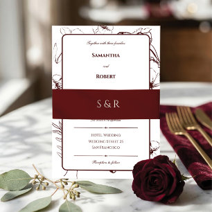 Elegant Burgundy Monogram Invitation Belly Band