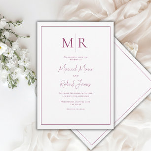 Elegant Burgundy Monogram Modern Wedding Invitation