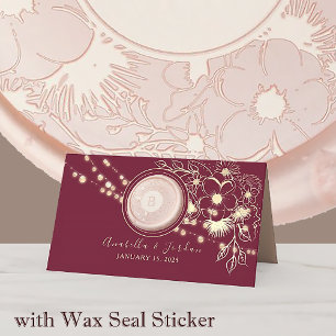 Elegant Burgundy Monogram Wedding Place Card