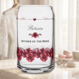 Elegant Burgundy Mother of the Bride Gift Keepsake Can Glass