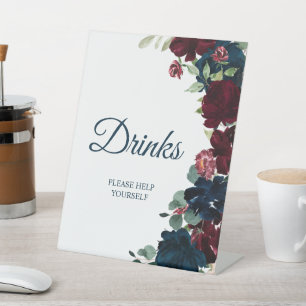 Elegant Burgundy & Navy Blue Shower Drinks Sign