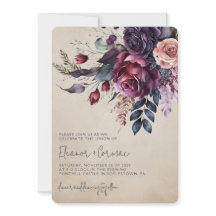 Elegant Burgundy Navy Floral Watercolor Wedding