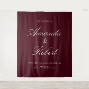 Elegant Burgundy Old Money Wedding Backdrop Tapestry
