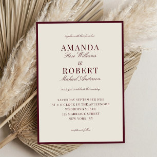 Elegant Burgundy Old Money Wedding Invitation