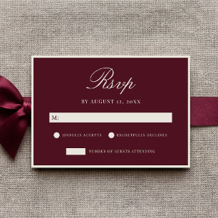 Elegant Burgundy Old Money Wedding RSVP Card