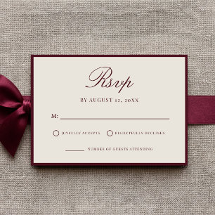 Elegant Burgundy Old Money Wedding RSVP Card