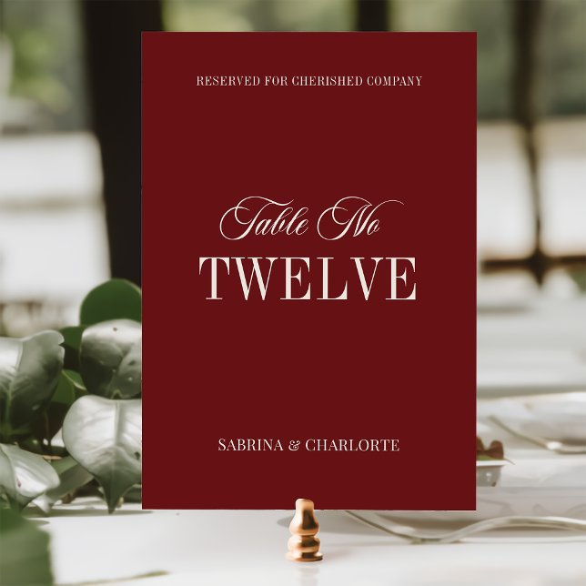 Elegant Burgundy Old Money Wedding Table Number (Creator Uploaded)