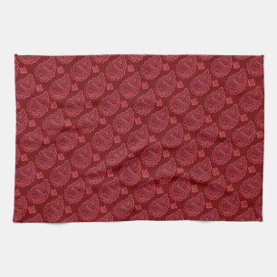 Elegant Burgundy Paisley Pattern Tea Towel