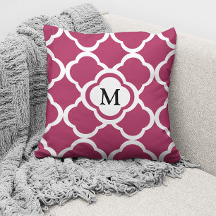 Elegant Burgundy Pattern Monogrammed Cushion
