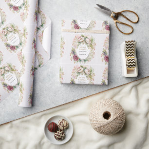 Elegant Burgundy Personalised Bridal Shower Wrapping Paper