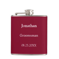 Elegant Burgundy Personalised Groomsman Flask