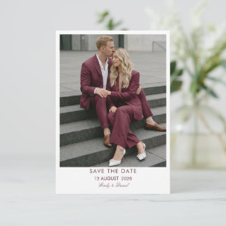 Elegant Burgundy photo save the date