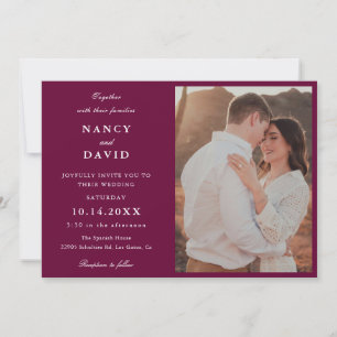 Elegant Burgundy Photo Wedding Invitation