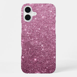 Elegant burgundy pink abstract girly glitter iPhone 16 plus case