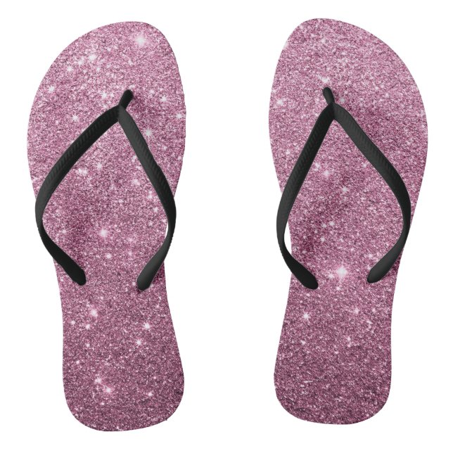 Elegant burgundy pink abstract girly glitter jandals (Footbed)