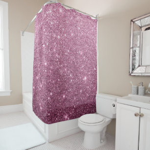 Elegant burgundy pink abstract girly glitter shower curtain