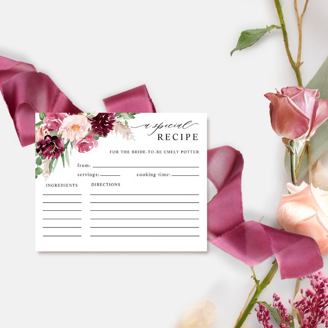 Elegant Burgundy Pink Blush Bridal Shower Recipe (Creator Uploaded)