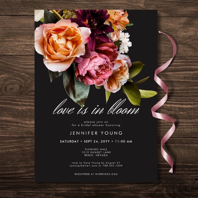 Elegant Burgundy Pink Floral Love In Bloom Shower Invitation (Elegant Burgundy Pink Floral Love In Bloom Shower Invitation)