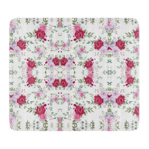 Elegant Burgundy & Pink Lavender Floral Garden Cutting Board