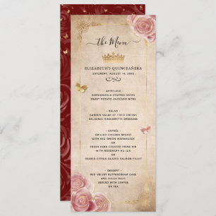 Elegant Burgundy Pink Rose Gold Watercolor Floral Menu