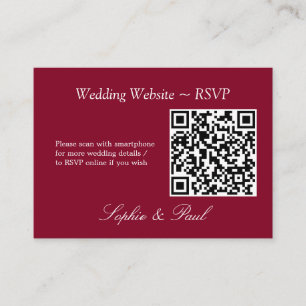 Elegant Burgundy QR Code Website RSVP Card