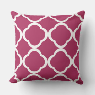 Elegant Burgundy Quatrefoil Pattern Cushion