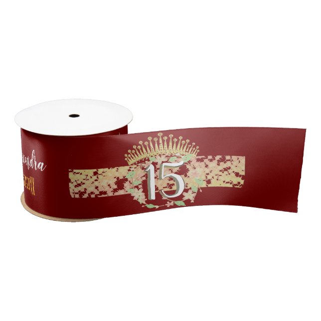 Elegant Burgundy Quinceanera Vintage Boho Spanish Satin Ribbon (Spool)