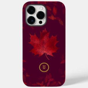 Elegant Burgundy Red and Gold Autumn Leaves Case-Mate iPhone 14 Pro Max Case