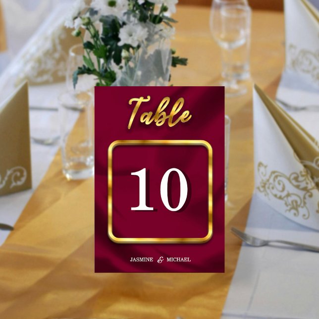 Elegant Burgundy Red and Gold Boho Chic Wedding   Table Number (Creator Uploaded)