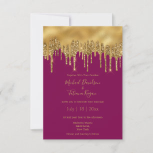 Elegant Burgundy Red and Gold Glitter Wedding Invitation