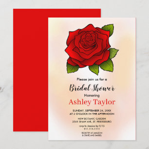 Elegant burgundy red boho floral Bridal Shower Invitation