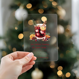 "Elegant Burgundy Red Christmas Cocktail Party  Acrylic Invitations