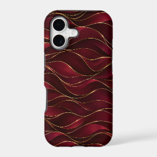 Elegant Burgundy Red Marble Waves with Gold Accent
