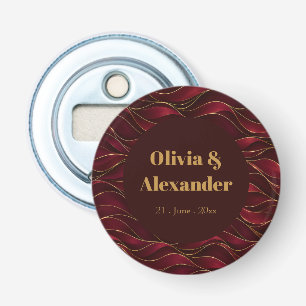 Elegant Burgundy Red Marble Waves with Gold Accent Bottle Opener